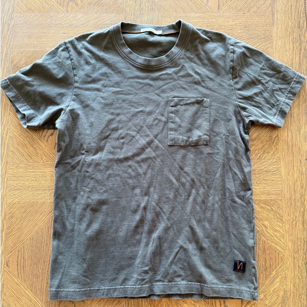 Nudie Jeans Mens L Faded Grey Pocket T-Shirt Short Sleeve